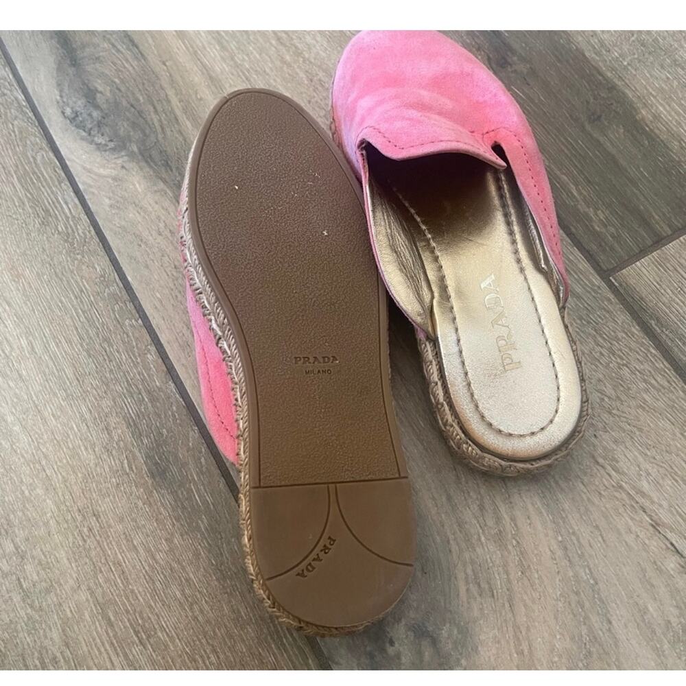 Prada pink suede leather slip on espadrilles size 5 35 - Picture 7 of 7